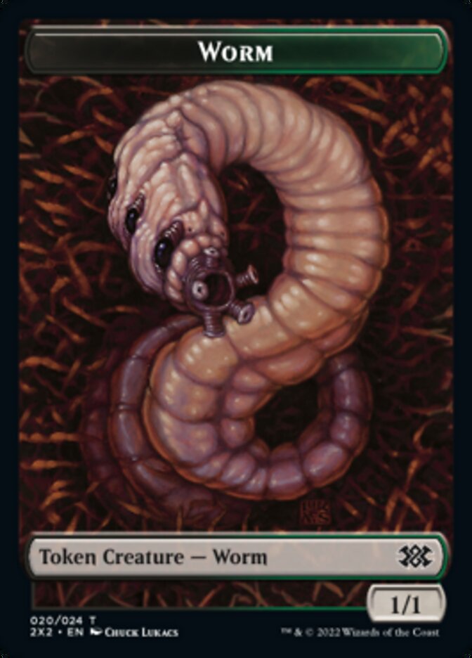 Worm // Knight Double-sided Token [Double Masters 2022 Tokens] | Gear Gaming Bentonville