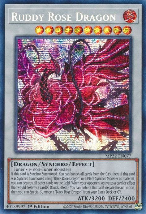Ruddy Rose Dragon [MP22-EN077] Prismatic Secret Rare | Gear Gaming Bentonville