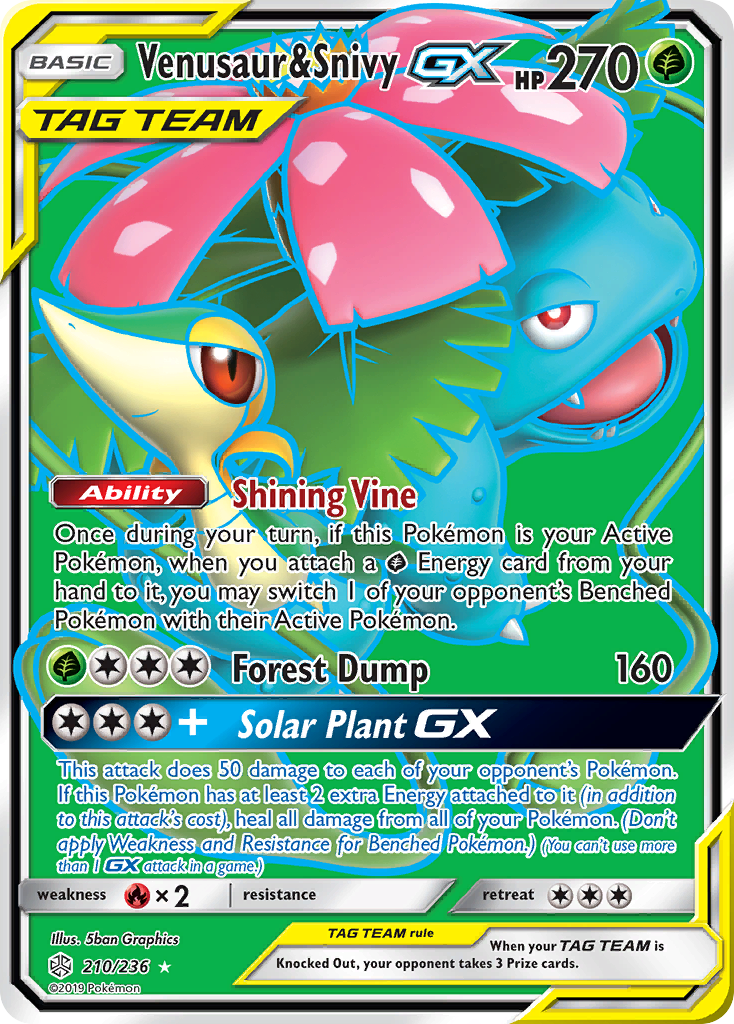 Venusaur & Snivy GX (210/236) [Sun & Moon: Cosmic Eclipse] | Gear Gaming Bentonville