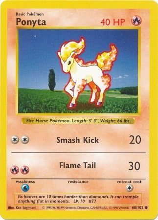 Ponyta (60/102) [Base Set Shadowless Unlimited] | Gear Gaming Bentonville