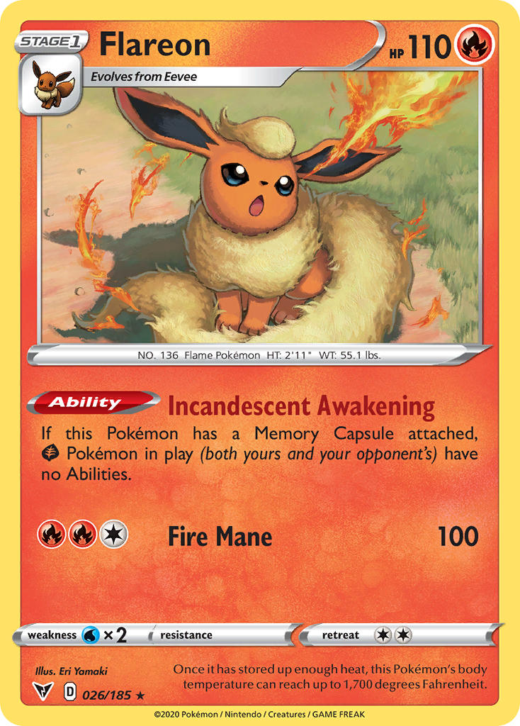 Flareon (026/185) [Sword & Shield: Vivid Voltage] | Gear Gaming Bentonville