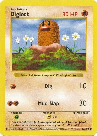 Diglett (47/102) [Base Set Shadowless Unlimited] | Gear Gaming Bentonville