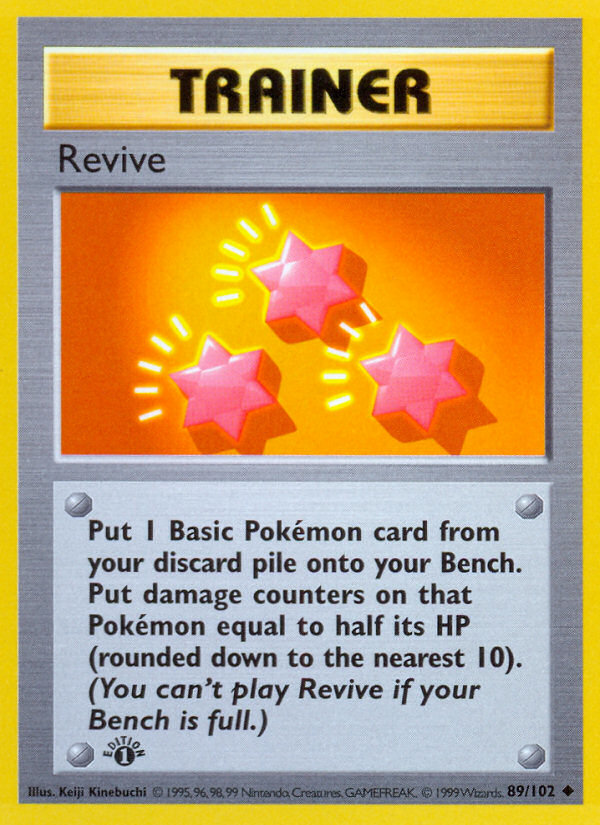 Revive (89/102) (Shadowless) [Base Set 1st Edition] | Gear Gaming Bentonville