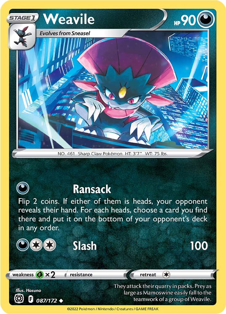 Weavile (087/172) [Sword & Shield: Brilliant Stars] | Gear Gaming Bentonville