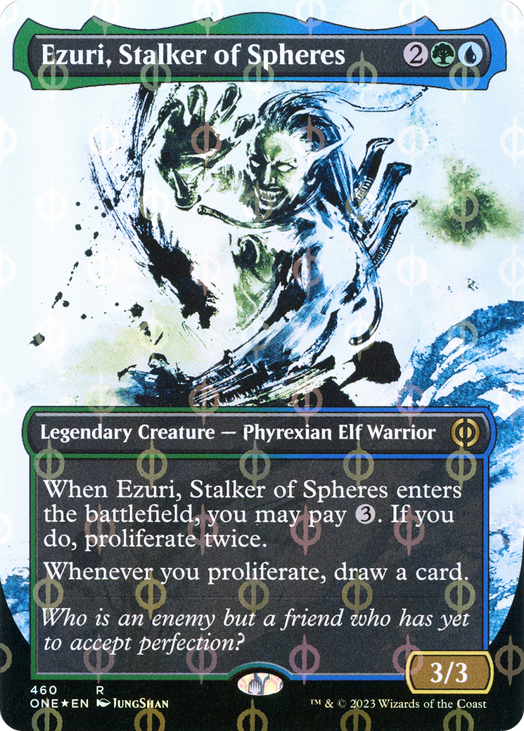 Ezuri, Stalker of Spheres (Borderless Ichor Step-and-Compleat Foil) [Phyrexia: All Will Be One] | Gear Gaming Bentonville