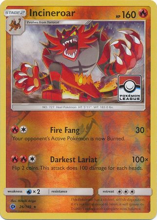 Incineroar (26/149) (League Promo) [Sun & Moon: Base Set] | Gear Gaming Bentonville