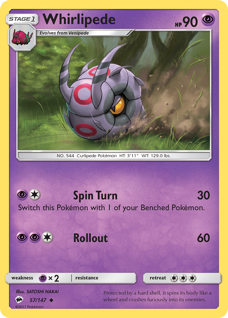 Whirlipede (57/147) [Sun & Moon: Burning Shadows] | Gear Gaming Bentonville