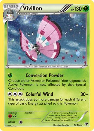 Vivillon (17/146) (Meadow Form/Pink Wings) (Cosmos Holo) [XY: Base Set] | Gear Gaming Bentonville