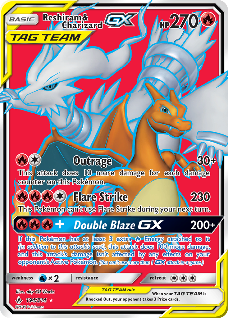 Reshiram & Charizard GX (194/214) [Sun & Moon: Unbroken Bonds] | Gear Gaming Bentonville