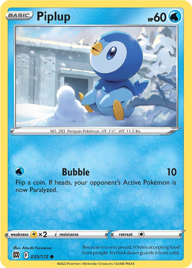 Piplup (035/172) [Sword & Shield: Brilliant Stars] | Gear Gaming Bentonville