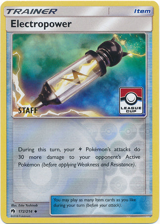 Electropower (172/214) (League Promo Staff) [Sun & Moon: Lost Thunder] | Gear Gaming Bentonville