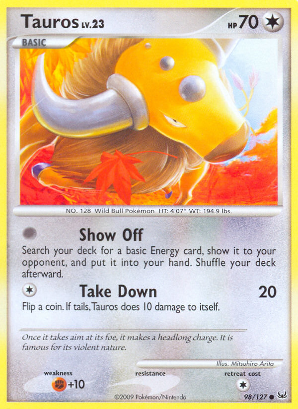 Tauros (98/127) [Platinum: Base Set] | Gear Gaming Bentonville