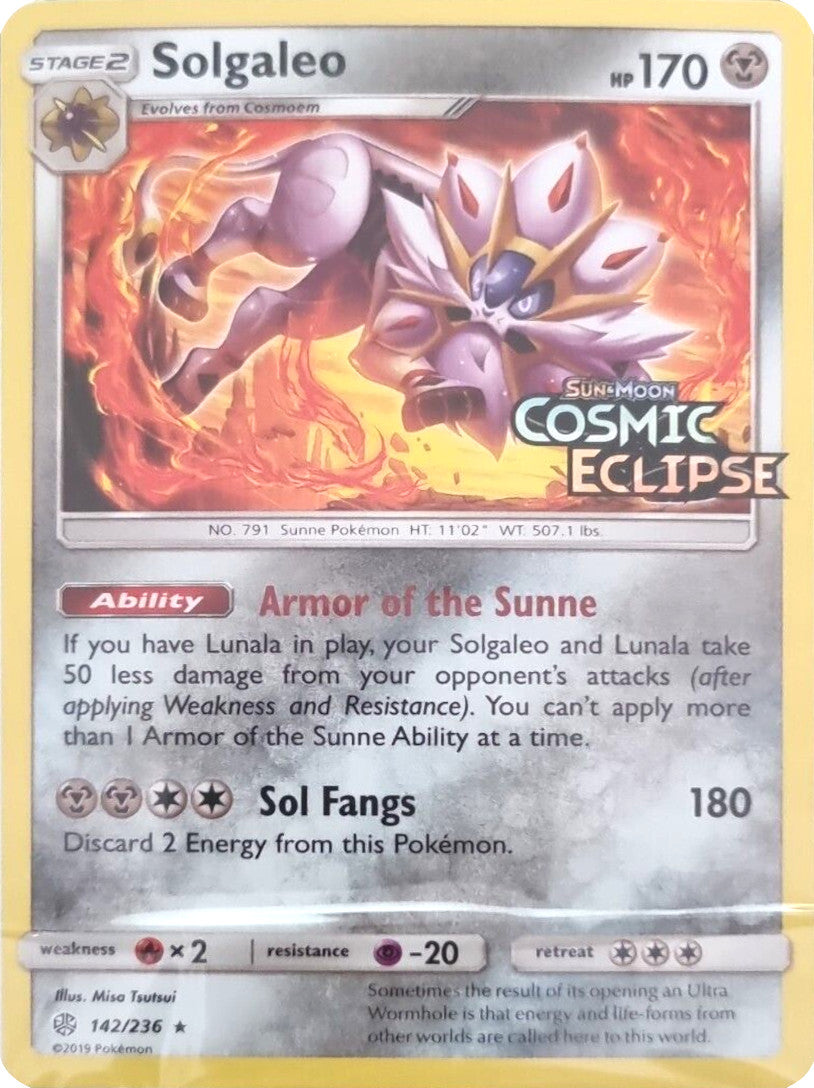 Solgaleo (142/236) (Cosmic Eclipse Stamped) [Sun & Moon: Cosmic Eclipse] | Gear Gaming Bentonville