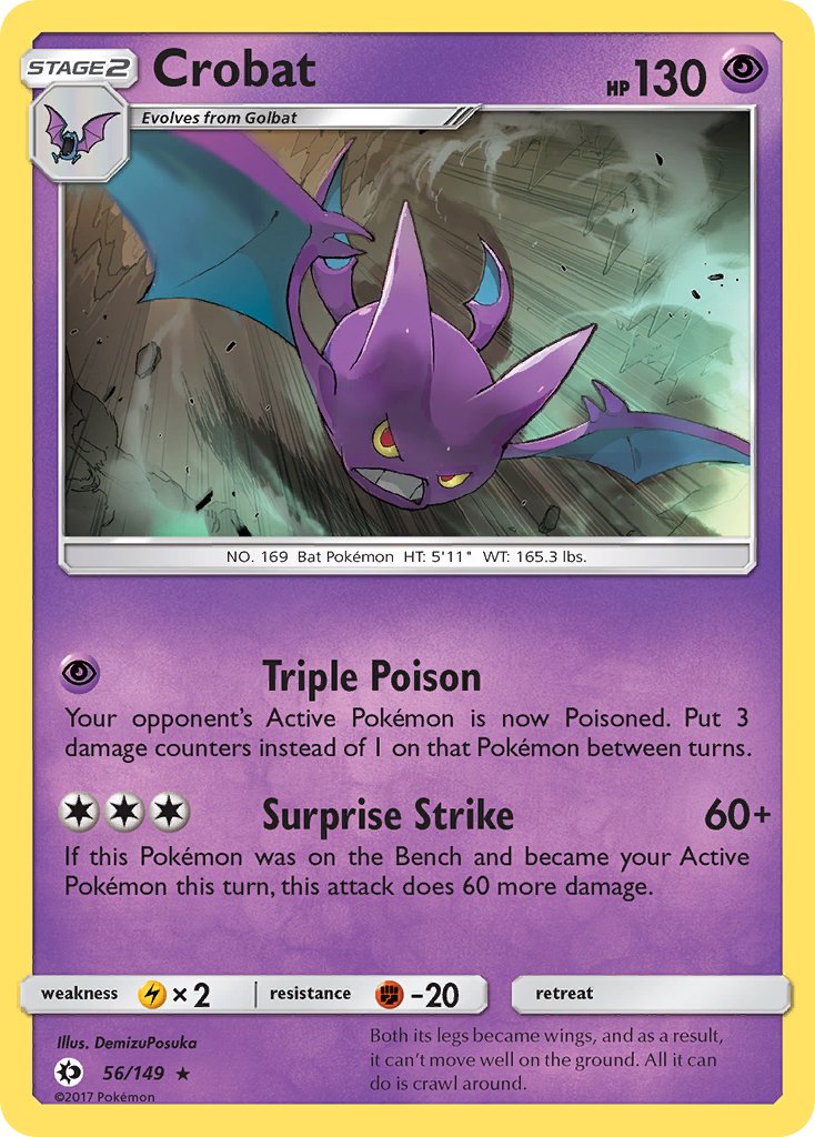 Crobat (56/149) (Prerelease Kit Exclusive) (Theme Deck Exclusive) [Sun & Moon: Base Set] | Gear Gaming Bentonville