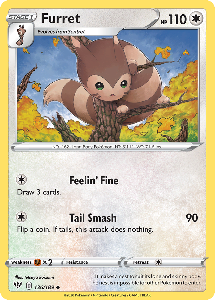 Furret (136/189) [Sword & Shield: Darkness Ablaze] | Gear Gaming Bentonville