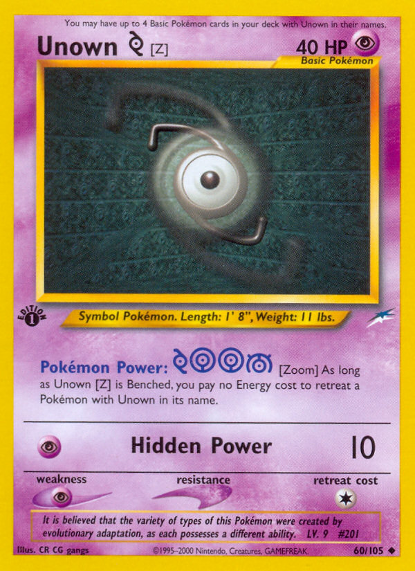 Unown [Z] (60/105) [Neo Destiny 1st Edition] | Gear Gaming Bentonville