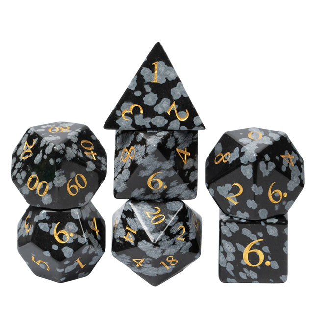 Snowflake Obsidian Gemstone Dice Set | Gear Gaming Bentonville