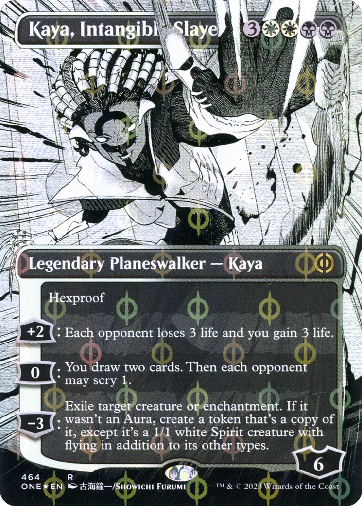 Kaya, Intangible Slayer (Borderless Manga Step-and-Compleat Foil) [Phyrexia: All Will Be One] | Gear Gaming Bentonville