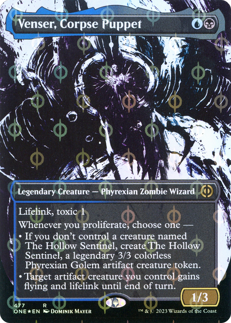 Venser, Corpse Puppet (Borderless Ichor Step-and-Compleat Foil) [Phyrexia: All Will Be One] | Gear Gaming Bentonville