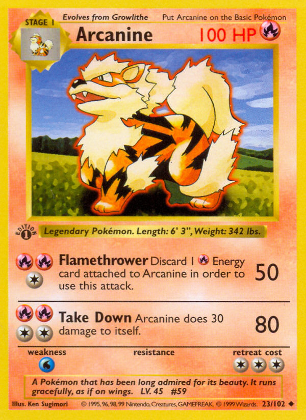 Arcanine (23/102) (Shadowless) [Base Set 1st Edition] | Gear Gaming Bentonville