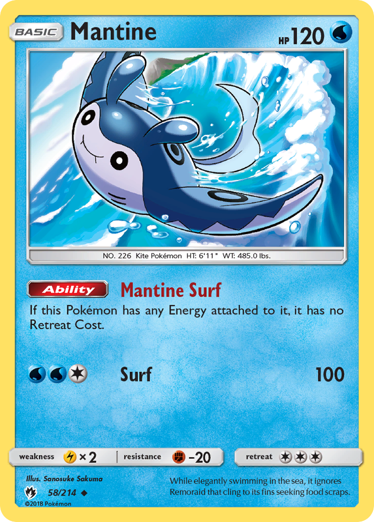 Mantine (58/214) [Sun & Moon: Lost Thunder] | Gear Gaming Bentonville