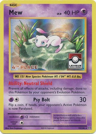 Mew (53/108) (League Promo 4th Place) [XY: Evolutions] | Gear Gaming Bentonville