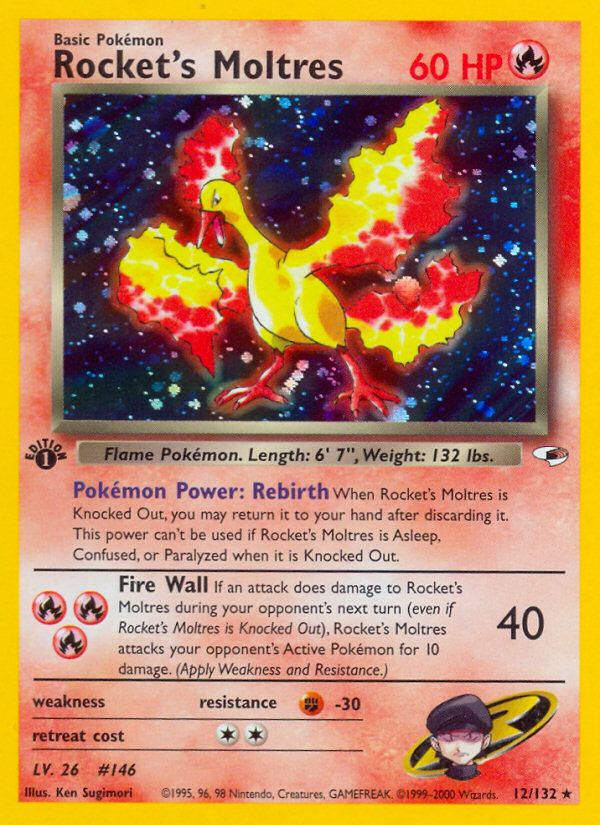 Rocket's Moltres (12/132) [Gym Heroes 1st Edition] | Gear Gaming Bentonville