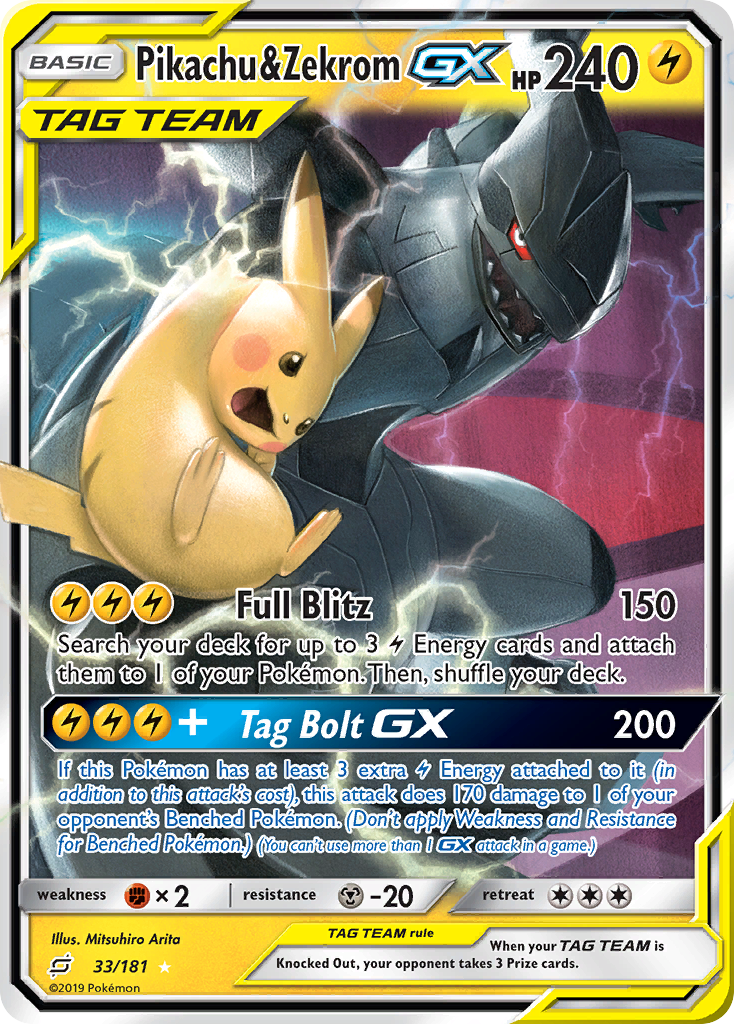 Pikachu & Zekrom GX (33/181) [Sun & Moon: Team Up] | Gear Gaming Bentonville