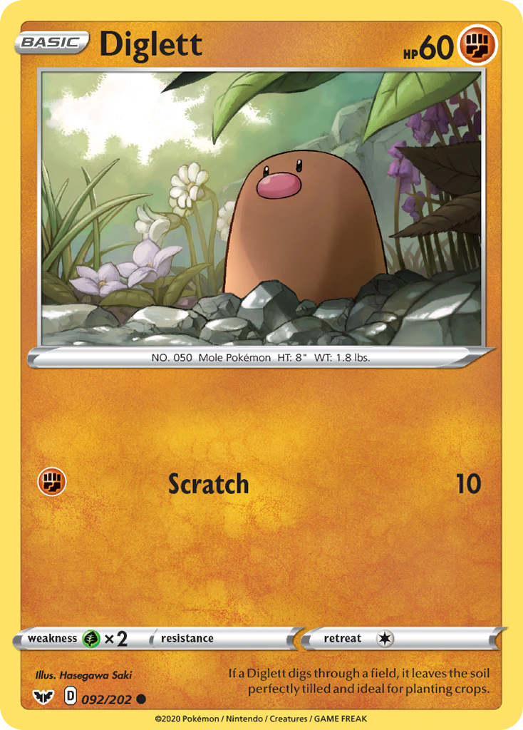 Diglett (092/202) [Sword & Shield: Base Set] | Gear Gaming Bentonville