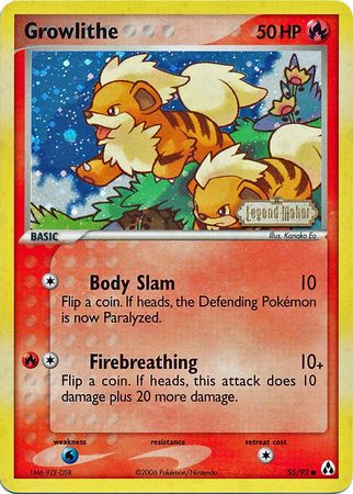 Growlithe (55/92) (Stamped) [EX: Legend Maker] | Gear Gaming Bentonville