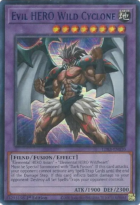 Evil HERO Wild Cyclone (Blue) [LDS3-EN030] Ultra Rare | Gear Gaming Bentonville