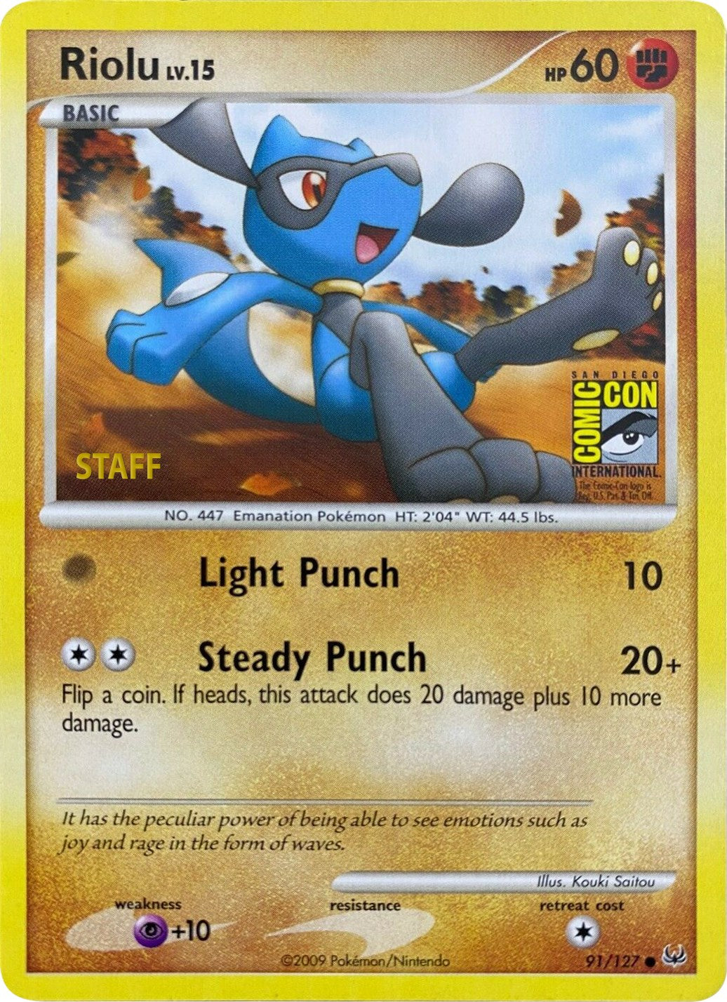 Riolu (91/127) (SDCC 2009) (Staff) [Platinum: Base Set] | Gear Gaming Bentonville