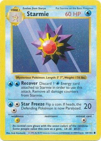 Starmie (64/102) [Base Set Shadowless Unlimited] | Gear Gaming Bentonville