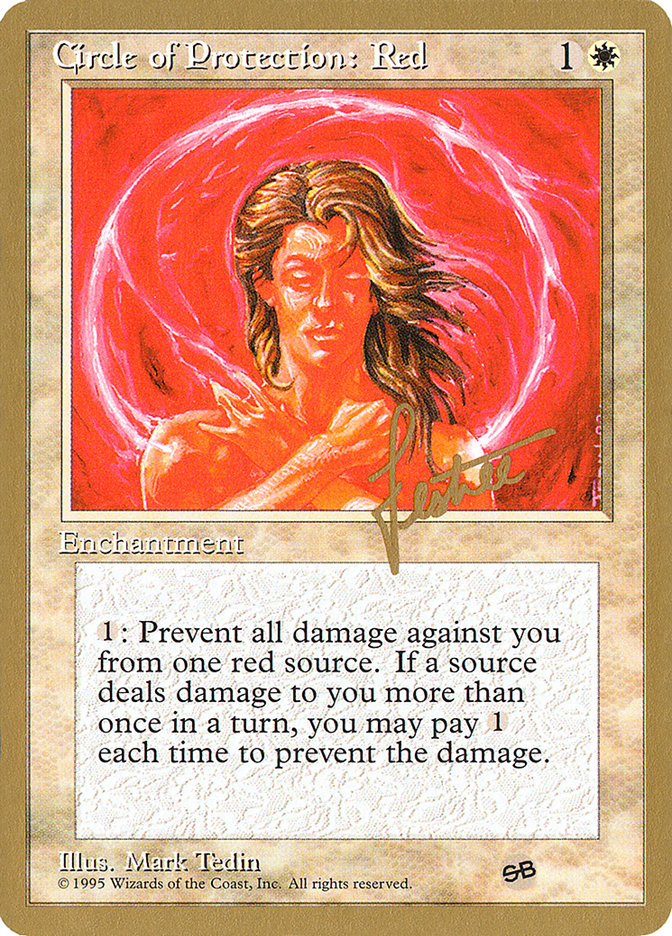 Circle of Protection: Red (Bertrand Lestree) (SB) (4ED) [Pro Tour Collector Set] | Gear Gaming Bentonville