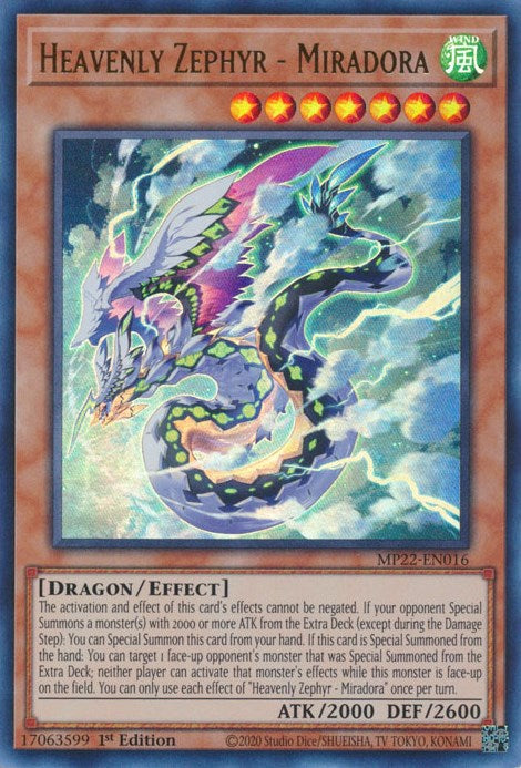 Heavenly Zephyr - Miradora [MP22-EN016] Ultra Rare | Gear Gaming Bentonville