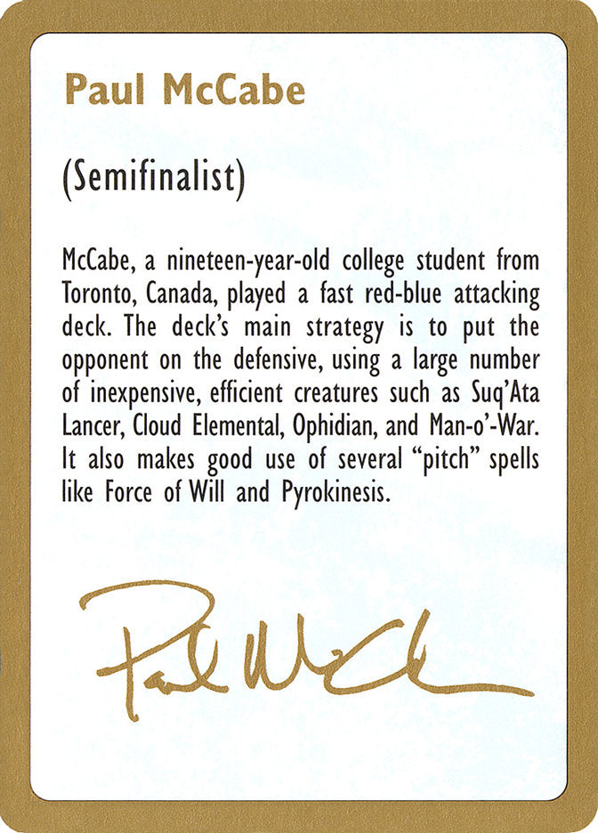 Paul McCabe Bio [World Championship Decks 1997] | Gear Gaming Bentonville