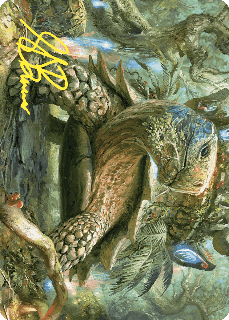 Blossoming Tortoise Art Card (Gold-Stamped Signature) [Wilds of Eldraine Art Series] | Gear Gaming Bentonville