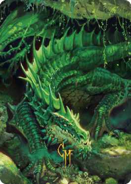 Lurking Green Dragon Art Card (Gold-Stamped Signature) [Commander Legends: Battle for Baldur's Gate Art Series] | Gear Gaming Bentonville