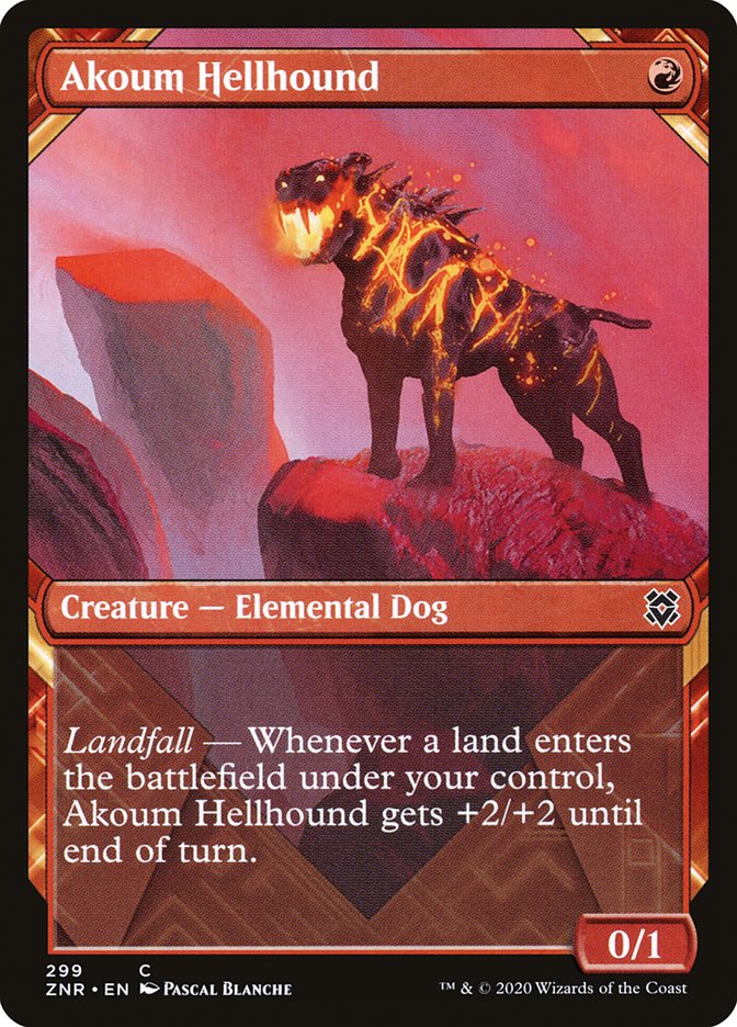 Akoum Hellhound (Showcase) [Zendikar Rising] | Gear Gaming Bentonville