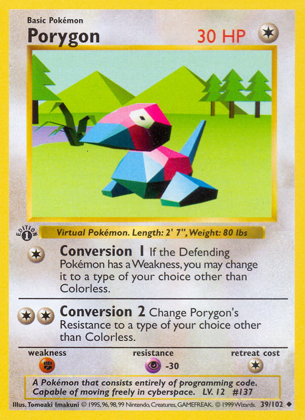 Porygon (39/102) (Shadowless) [Base Set 1st Edition] | Gear Gaming Bentonville