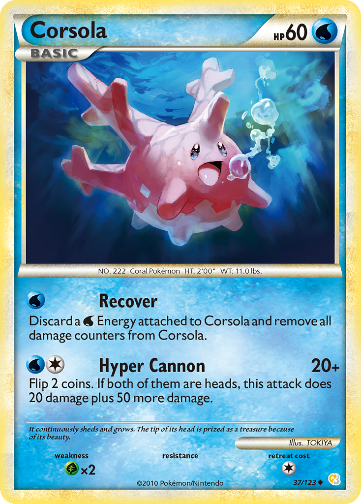 Corsola (37/123) [HeartGold & SoulSilver: Base Set] | Gear Gaming Bentonville