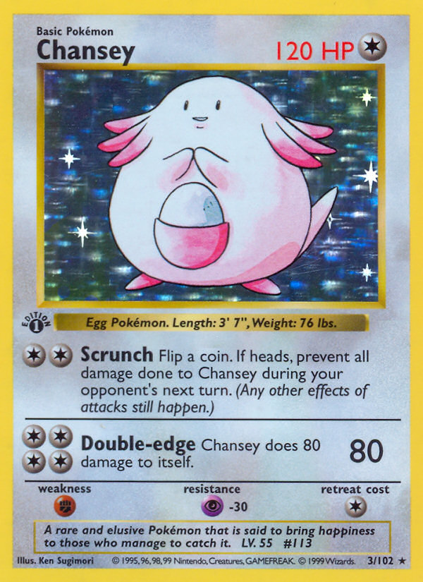 Chansey (3/102) (Shadowless) [Base Set 1st Edition] | Gear Gaming Bentonville