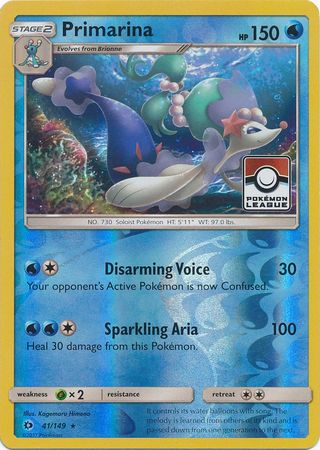 Primarina (41/149) (League Promo) [Sun & Moon: Base Set] | Gear Gaming Bentonville