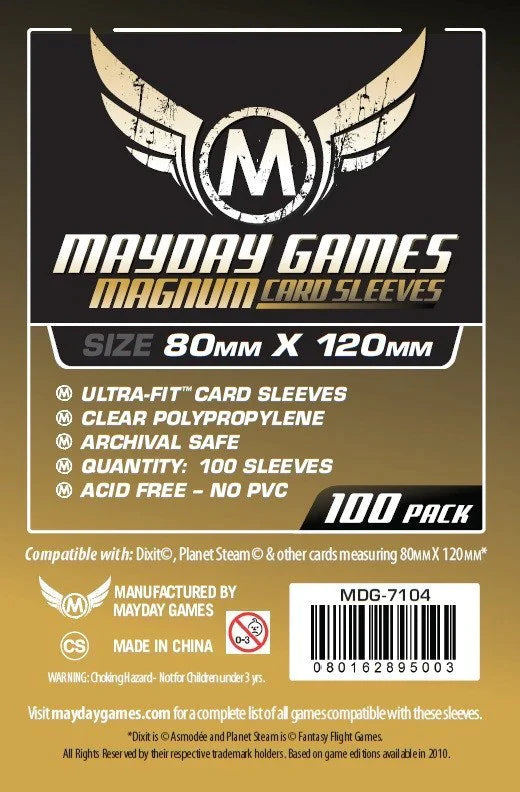 Mayday Games - Magnum Gold Sleeve: 80 mm X 120 mm Card Sized - Dixit | Gear Gaming Bentonville