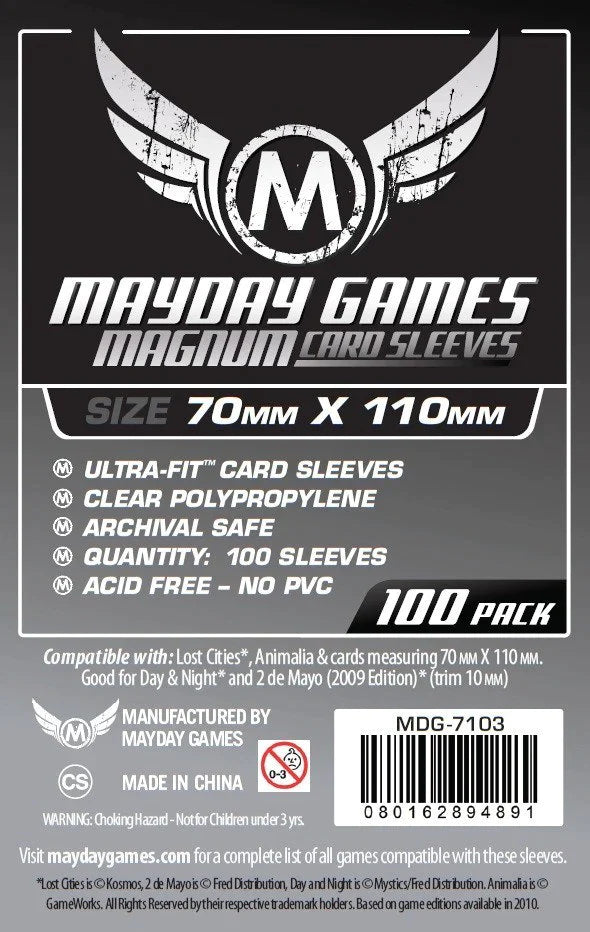 Mayday Games - Magnum Silver Sleeve: 70 mm X 110 mm Card Sized | Gear Gaming Bentonville