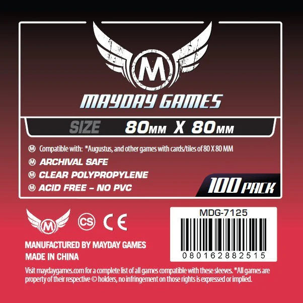 Mayday Games - Medium Square Card Sleeves - Pack of 100 - 80 X 80 mm | Gear Gaming Bentonville