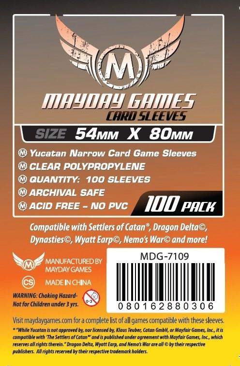 Mayday Games - Yucatan Narrow Card Game Sleeves 54 X 80 mm - 100 Pack | Gear Gaming Bentonville