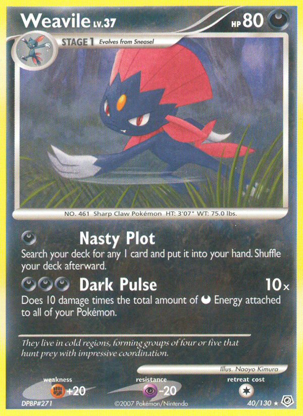 Weavile (40/130) [Diamond & Pearl: Base Set] | Gear Gaming Bentonville