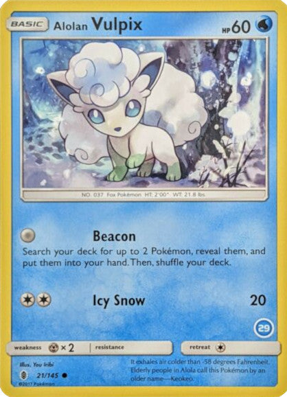 Alolan Vulpix (21/145) (Deck Exclusive #29) [Sun & Moon: Trainer Kit - Alolan Ninetales] | Gear Gaming Bentonville