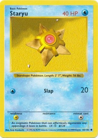 Staryu (65/102) [Base Set Shadowless Unlimited] | Gear Gaming Bentonville